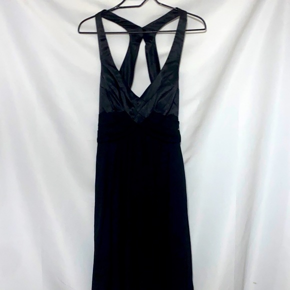 FREDRICKS OF HOLLYWOOD WO SIZE 12 BLACK FLOWY HALTER STULE DRESS SEMI BACKLESS - Picture 1 of 14